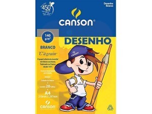 Bloco de Desenho A4 Branco 140g 20 Folhas